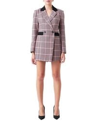 Endless Rose - Houndstooth Check Long Sleeve Romper - Lyst