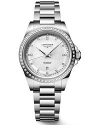 Longines - Conquest Diamond & Mother-Of-Pearl Automatic Bracelet Watch, 30Mm - Lyst