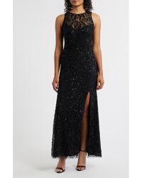 Pisarro Nights - Floral Beaded Sequin Sleeveless A-Line Gown - Lyst