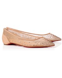 Christian Louboutin - Follies Crystal Embellished Mesh Pointed Toe Flat - Lyst
