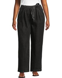Lands' End - High Ridge Twill Pull On Pleated Wide Leg Pants - Lyst