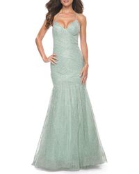 La Femme - Intricate Beaded And Rhinestone Mermaid Prom Dress - Lyst