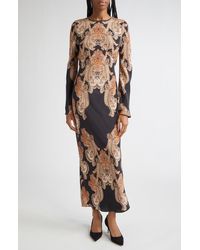 Veronica Beard - Lupita Tapestry Print Long Sleeve Silk Blend Dress - Lyst