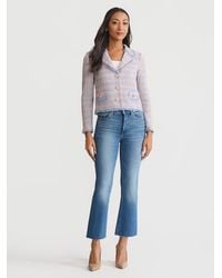 Misook - Relaxed Plaid Fringe Trim Knit Jacket - Lyst