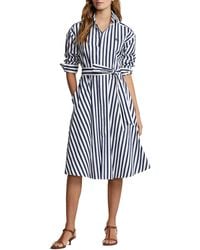 Polo Ralph Lauren - Stripe Long Sleeve Cotton Shirtdress - Lyst