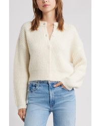 Open Edit - Fuzzy Crewneck Cardigan - Lyst