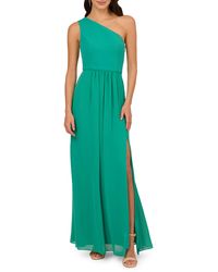 Adrianna Papell - One-shoulder Crepe Chiffon Gown - Lyst