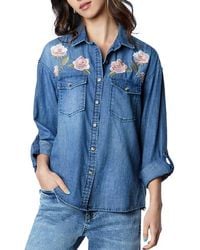 Billy T - Rose Embroidered Shirt - Lyst