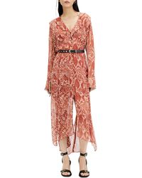 AllSaints - Liana Waimea Snakeskin Print Long Sleeve High-low Dress - Lyst