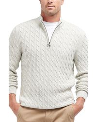 Barbour - Cable Knit Half Zip Cotton Sweater - Lyst
