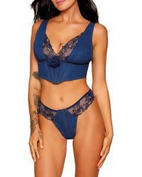 Dreamgirl - Embroidered Trim Bustier & Thong At Nordstrom - Lyst