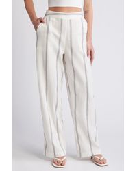 Vero Moda - Embroidered Stripe Cotton Wide Leg Pants - Lyst