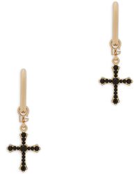 Dolce & Gabbana - Dna Crystal Cross Hoop Earrings - Lyst