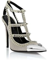 Philipp Plein - Leather Strass Sandals High Heels Studs - Lyst