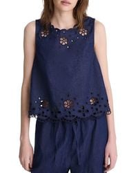 Madewell - Embroidered Sleeveless Denim Shell Top - Lyst
