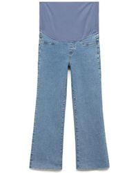 Mango - Over The Bump Raw Hem Crop Flare Maternity Jeans - Lyst
