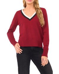 Cece - Scalloped Trim V-Neck Sweater - Lyst
