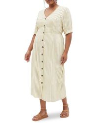 City Chic - Charli Stripe Button-Up Midi Dress - Lyst