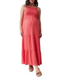 Ingrid & Isabel - Smocked Linen Blend Maternity Maxi Dress - Lyst