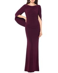 Betsy & Adam - Back Drape Ruched Evening Gown - Lyst