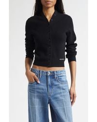 Alexander Wang - Continuous Placket Crop Wool Blend Cardigan - Lyst