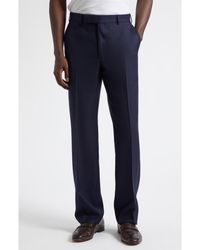 Thom Sweeney - Flat Front Wide Leg Virgin Wool Trousers - Lyst