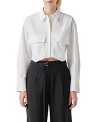 Grey Lab - Long Sleeve Crop Button-up Shirt - Lyst