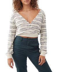 O'neill Sportswear - Seaside Stripe Faux Wrap Sweater - Lyst