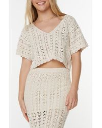 Roxy - Sea Swirl Boxy Crochet Sweater - Lyst