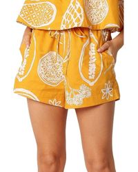 Petal & Pup - Honey Mixed Print Cotton & Linen Drawstring Shorts - Lyst