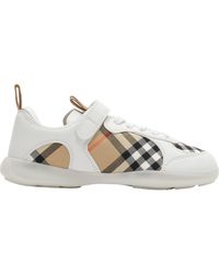 Burberry - Check And Leather Matrix Sneakers - Lyst