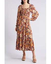 Rip Curl - Mystic Floral Smocked Long Sleeve Maxi Dress - Lyst