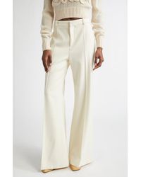 Chloé - Wool Grain De Poudre Flare Leg Pants - Lyst