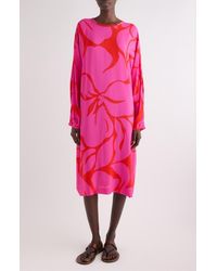 Dries Van Noten - Dosta Giant Floral Print Long Sleeve Crepe Midi Dress - Lyst