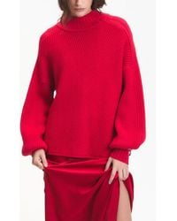 DELUC - Nelson Balloon Sleeve Rib Mock Neck Sweater - Lyst