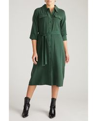 UNIVERSAL STANDARD - Cooling Long Sleeve Stretch Cupro Blend Shirtdress - Lyst