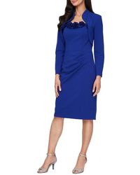 Alex Evenings - Rosette Stretch Crepe Cocktail Dress With Bolero Jacket - Lyst