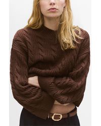 Mango - Cable V-Neck Sweater - Lyst