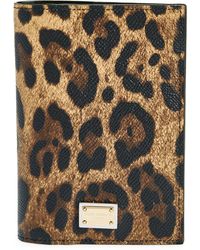 Dolce & Gabbana - Leopard Print Leather Passport Wallet - Lyst