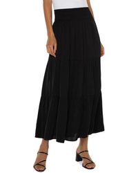 Liverpool Los Angeles - Tiered Sateen Maxi Skirt - Lyst