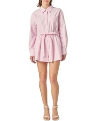 English Factory - Long Sleeve Oxford Cotton Romper - Lyst
