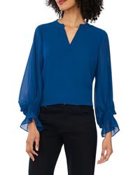 Vince Camuto - Ruffle Cuff Split Neck Top - Lyst