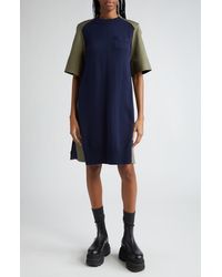 Sacai - Cotton Gabardine & Sweater Knit Hybrid Dress - Lyst
