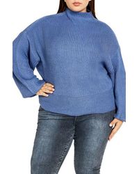City Chic - Halo Funnel Neck Rib Sweater - Lyst