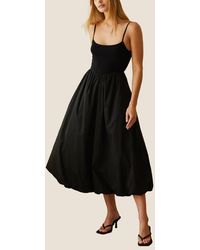 Crescent - Mixed Media Bubble Skirt Midi Dress - Lyst