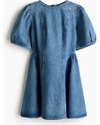 H&M - Flared-Skirt Denim Dress - Lyst