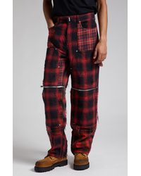 Givenchy - Zip Off Convertible Distressed Plaid Carpenter Jeans - Lyst