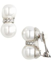 Kenneth Jay Lane - Double Faux Pearl Clip-On Earrings - Lyst