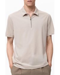 Mango - Zip Cotton Blend Polo - Lyst