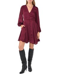 1.STATE - V-Neck Long Sleeve Button Front Dress - Lyst